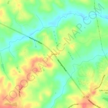 Mappa topografica Kiokee, altitudine, rilievo