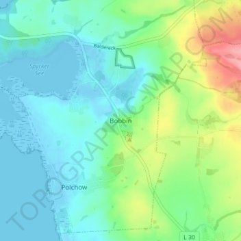 Mappa topografica Bobbin, altitudine, rilievo