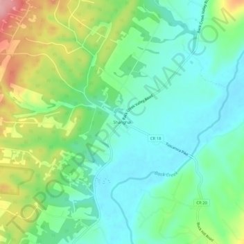 Mappa topografica Shanghai, altitudine, rilievo