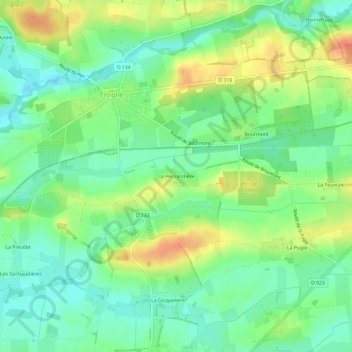Mappa topografica La Hersandière, altitudine, rilievo