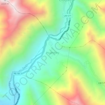 Mappa topografica Huamboy, altitudine, rilievo