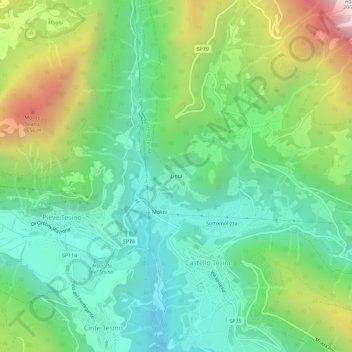 Mappa topografica Lissa, altitudine, rilievo