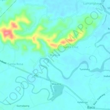 Mappa topografica Burbuli, altitudine, rilievo