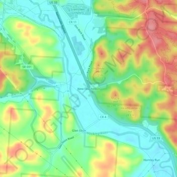 Mappa topografica New Floodwood, altitudine, rilievo
