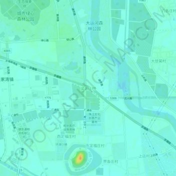 Mappa topografica 梁各庄村, altitudine, rilievo