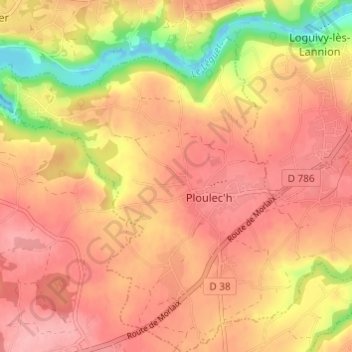 Mappa topografica Pors ar Lann, altitudine, rilievo