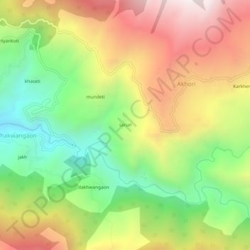 Mappa topografica sarun, altitudine, rilievo