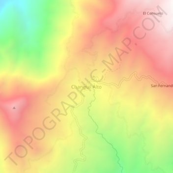 Mappa topografica Changuil Alto, altitudine, rilievo