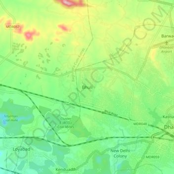Mappa topografica Bhuli, altitudine, rilievo