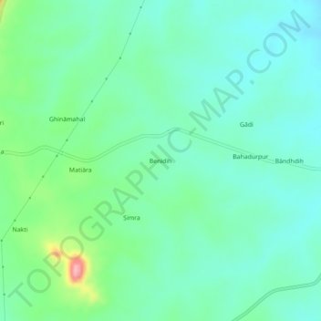 Mappa topografica Benidih, altitudine, rilievo