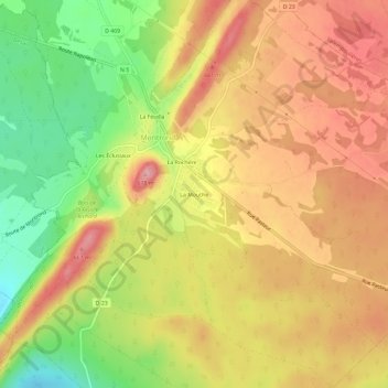 Mappa topografica La Mouthe, altitudine, rilievo
