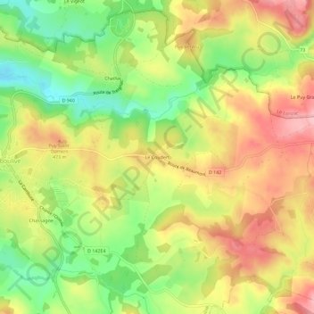 Mappa topografica Le Coudert, altitudine, rilievo