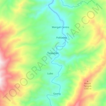 Mappa topografica Tanudan, altitudine, rilievo