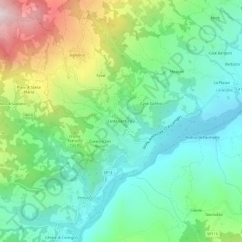 Mappa topografica Costa Venturina, altitudine, rilievo