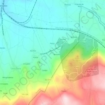 Mappa topografica Silvoso, altitudine, rilievo