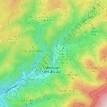 Mappa topografica Kamschlacken, altitudine, rilievo