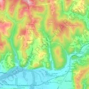 Mappa topografica Le Roc, altitudine, rilievo
