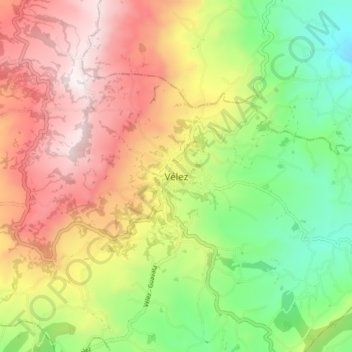 Mappa topografica Vélez, altitudine, rilievo