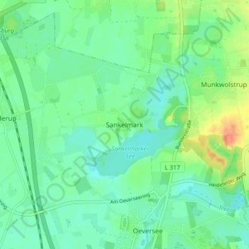 Mappa topografica Sankelmark, altitudine, rilievo