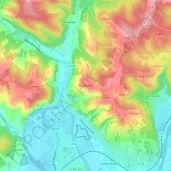 Mappa topografica La Mouthe, altitudine, rilievo