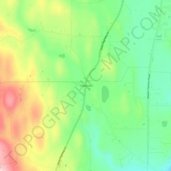 Mappa topografica Cheshire, altitudine, rilievo
