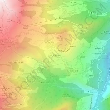 Mappa topografica Les Anselmes, altitudine, rilievo