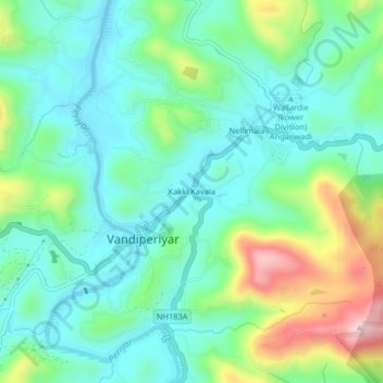 Mappa topografica Kakki Kavala, altitudine, rilievo