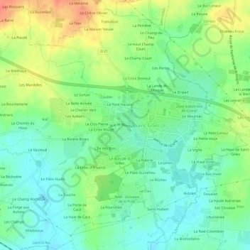 Mappa topografica Le Champ des Pommiers, altitudine, rilievo