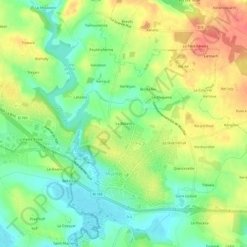 Mappa topografica Le Belano, altitudine, rilievo