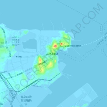Mappa topografica 黄岛街道, altitudine, rilievo