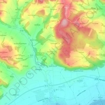 Mappa topografica Grub bei Sankt Anna, altitudine, rilievo
