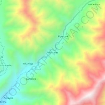 Mappa topografica Piedra Liza, altitudine, rilievo