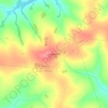 Mappa topografica Juvelândia, altitudine, rilievo