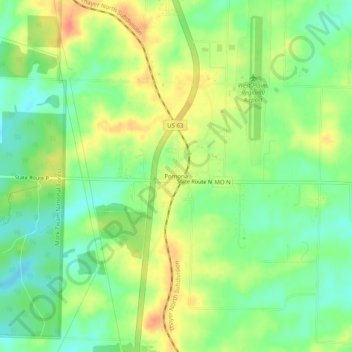 Mappa topografica Pomona, altitudine, rilievo