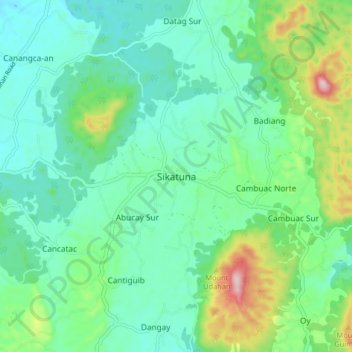 Mappa topografica Sikatuna, altitudine, rilievo