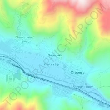 Mappa topografica Chinicara Alta, altitudine, rilievo