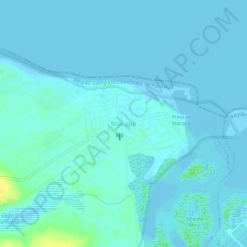 Mappa topografica Macapá, altitudine, rilievo