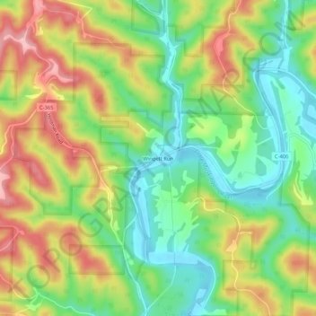 Mappa topografica Wingett Run, altitudine, rilievo