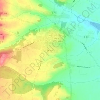 Mappa topografica Péregril, altitudine, rilievo