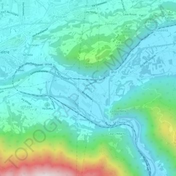 Mappa topografica Anzù, altitudine, rilievo