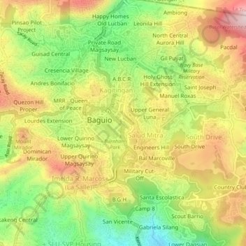 Mappa topografica Harrison-Claudio-Carantes, altitudine, rilievo