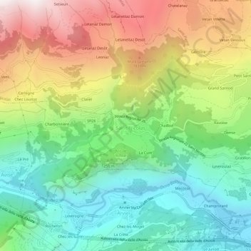 Mappa topografica Fossaz, altitudine, rilievo