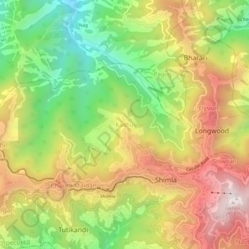 Mappa topografica Kaithu, altitudine, rilievo
