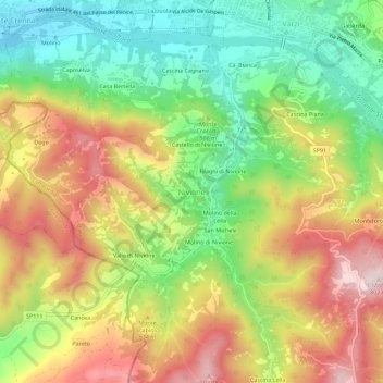 Mappa topografica Nivione, altitudine, rilievo