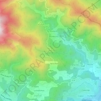 Mappa topografica La Blache, altitudine, rilievo