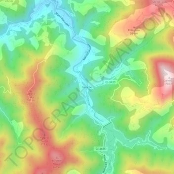 Mappa topografica Nuarbe, altitudine, rilievo