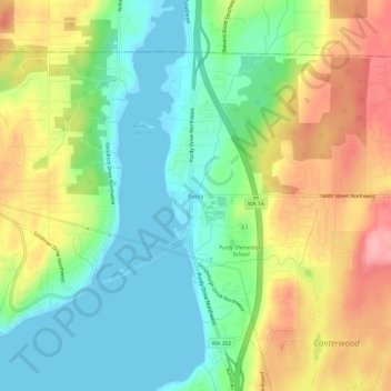 Mappa topografica Purdy, altitudine, rilievo