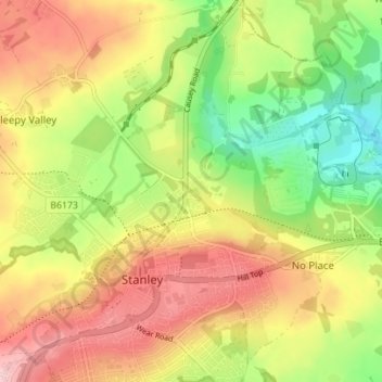 Mappa topografica Kiphill, altitudine, rilievo
