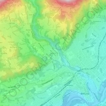 Mappa topografica Vezzano, altitudine, rilievo