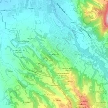Mappa topografica Casa Garello, altitudine, rilievo